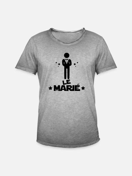 le marié,citations,message,bonhomme - T-shirt vintage Homme - vintage gris