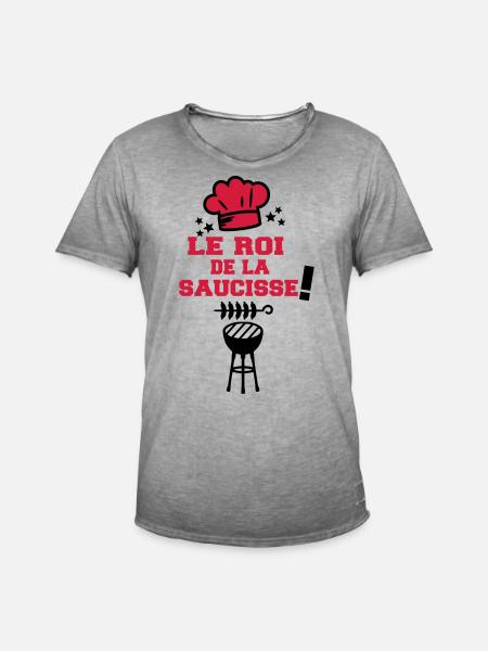 roi de la saucisse - T-shirt vintage Homme - vintage gris