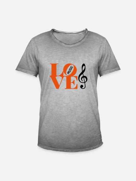 LOVE music - Männer Vintage T-Shirt - Vintage Grau