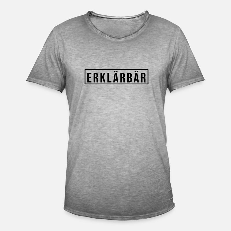 Erklärbär - Männer Vintage T-Shirt - Vintage Grau
