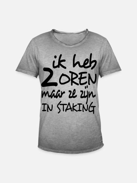 Jag har 2 öron men de strejkar * - Vintage-T-shirt herr - vintagegrå