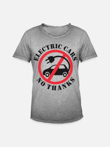 Auto elettriche No grazie - Maglietta vintage da uomo - vintage grigio
