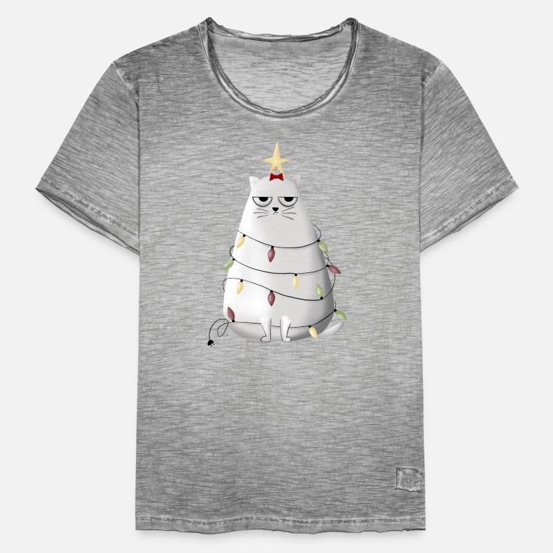 Grumpy christmas cat Männer Vintage T-Shirt