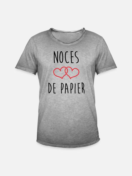 Papierhochzeit: 37 Jahre Ehe - Männer Vintage T-Shirt - Vintage Grau