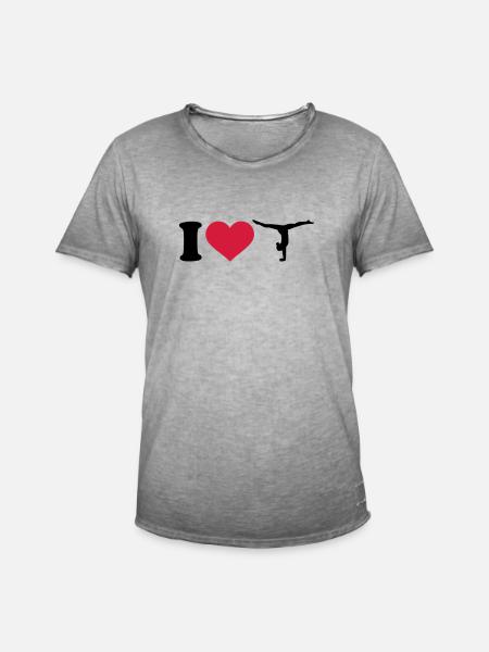I love Gymnastik Turnen - Männer Vintage T-Shirt - Vintage Grau