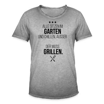 Alle sitzen im Garten außer XY - personalisieren - Männer Vintage T-Shirt - Vintage Grau - Vorne - Jose (178cm)