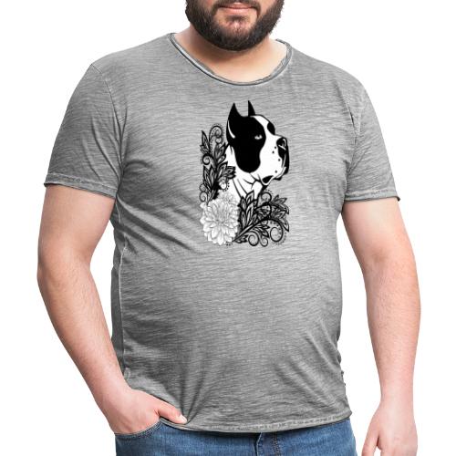 perro con flores - Camiseta vintage hombre