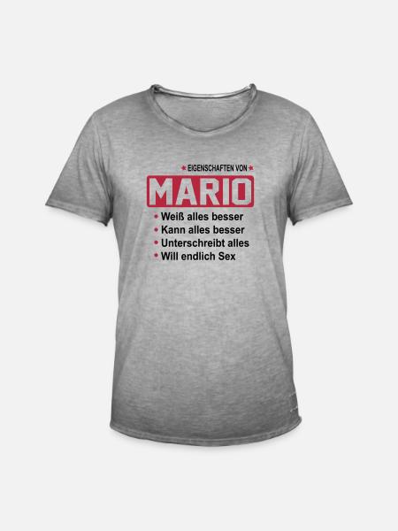 mario - Männer Vintage T-Shirt - Vintage Grau