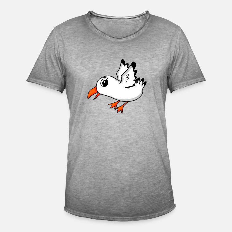 Möwe Vogel - Männer Vintage T-Shirt - Vintage Grau