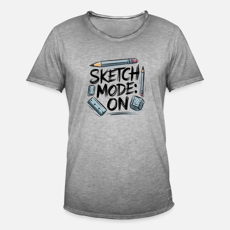 Sketch Mode: ON – Creative Mode Active - Men's Vintage T-Shirt - vintage grey