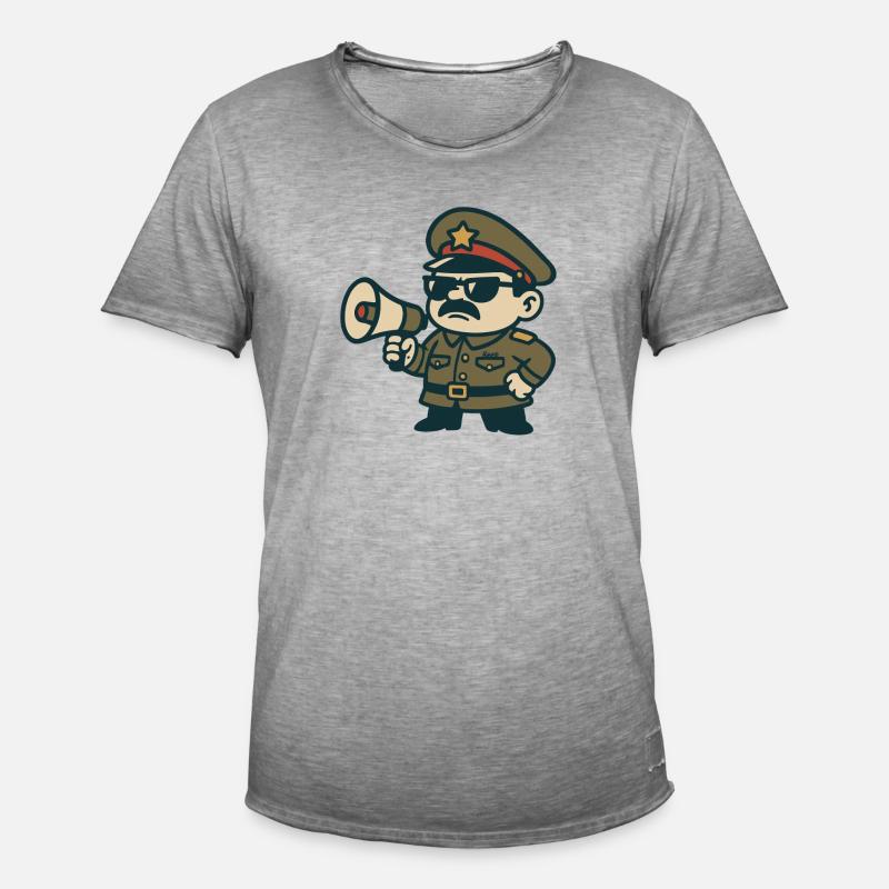 Retro-Sergeant-Megafon - Männer Vintage T-Shirt - Vintage Grau