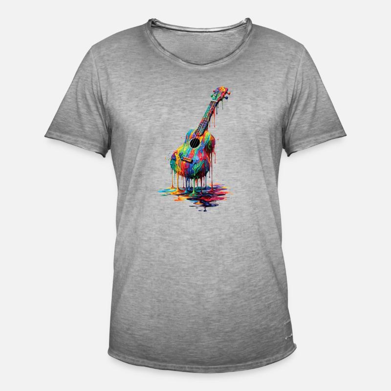 Ukulele with dripping paint - Men's Vintage T-Shirt - vintage grey
