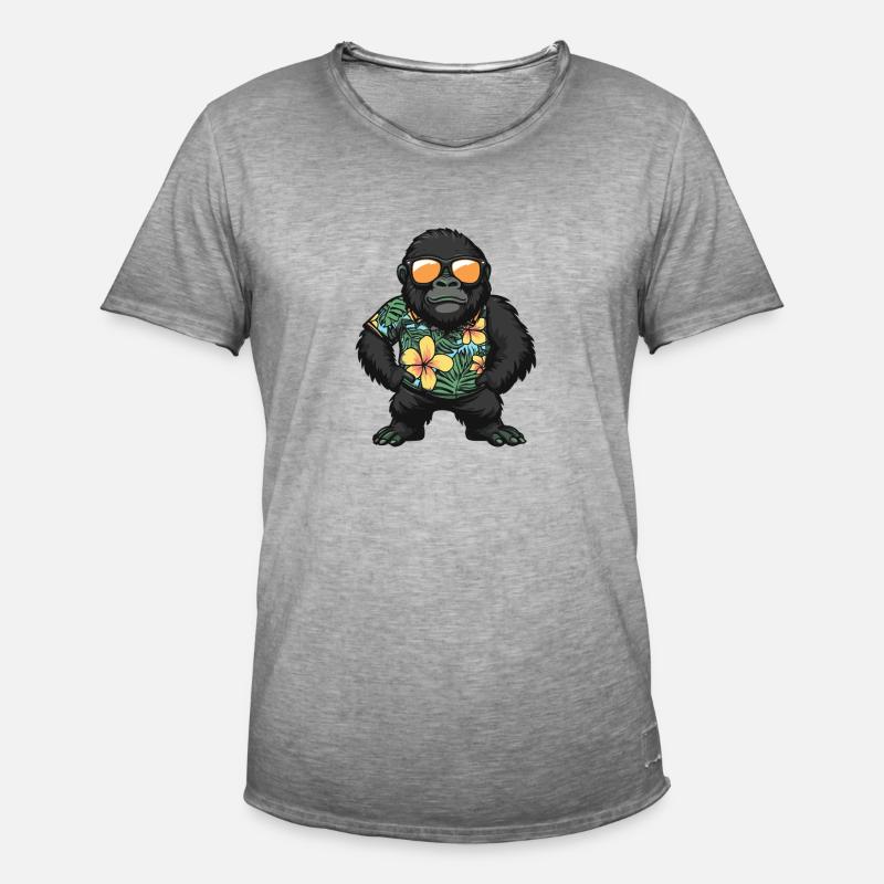 Gorilla Comic Vacation - Maglietta vintage da uomo - vintage grigio