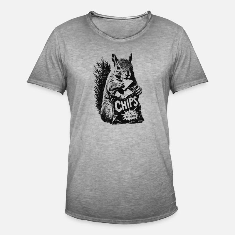 Chips Eichhörnchen - Männer Vintage T-Shirt - Vintage Grau