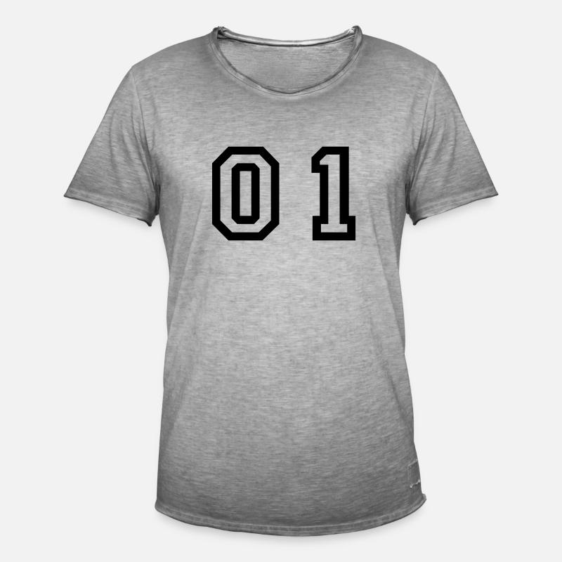 Nummer - 01 - zero one - Männer Vintage T-Shirt - Vintage Grau