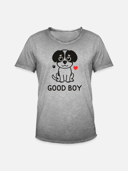 Good Boy – Cute Dog Motif - Men's Vintage T-Shirt - vintage grey