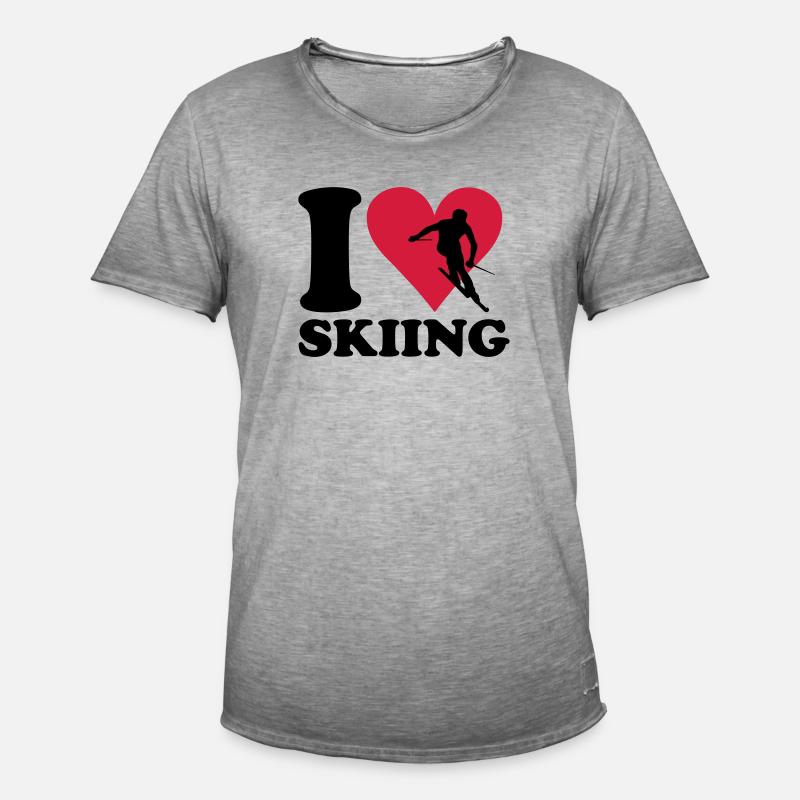 I love Skiing - Ski - Männer Vintage T-Shirt - Vintage Grau