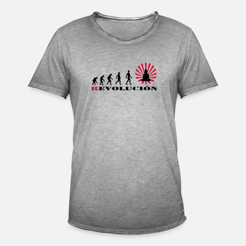 r-evolution, Evolution, darvin, revolution, Buddha - Männer Vintage T-Shirt - Vintage Grau
