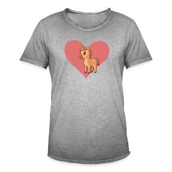 Horse Pony Farm - Men's Vintage T-Shirt - vintage grey - Front - Jose (178cm)