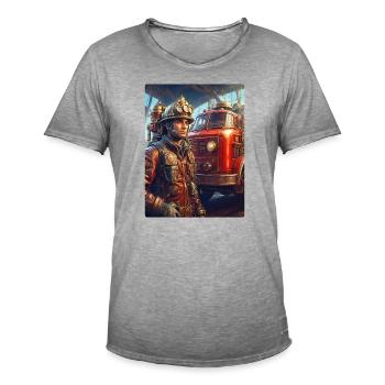 Steampunk Firefighter Man 1.27 - Männer Vintage T-Shirt - Vintage Grau - Vorne