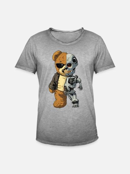 Bear Robot Cyborg - Men's Vintage T-Shirt - vintage grey