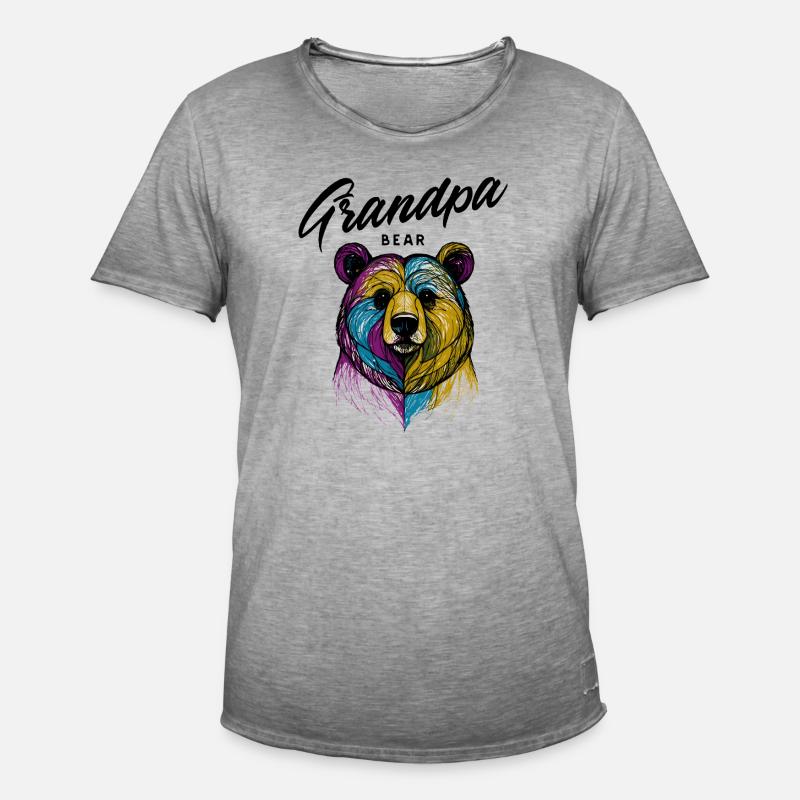 Rainbow Bear Split Opa Bär - Männer Vintage T-Shirt - Vintage Grau