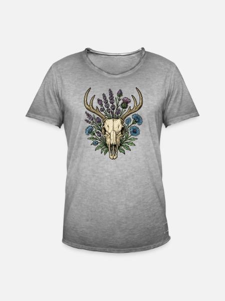 Deer bones with flower wreath - Men's Vintage T-Shirt - vintage grey