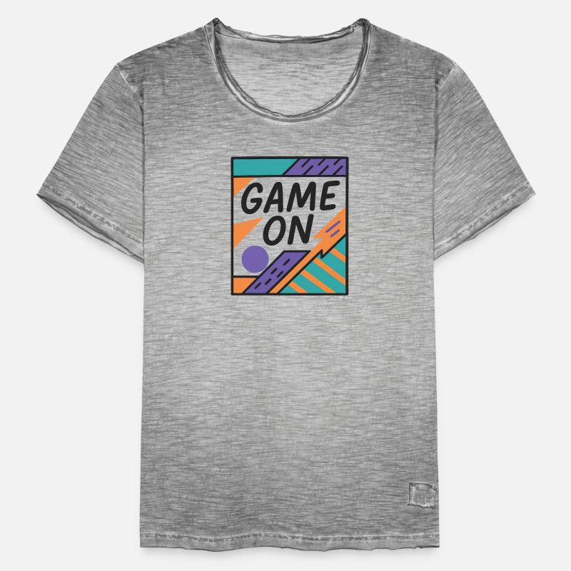 Neon Game On Design with Retro Elements Men's Vintage T-Shirt