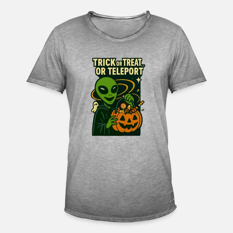 Alien Halloween T-Shirt – Süßes oder Saures... oder... - Männer Vintage T-Shirt - Vintage Grau