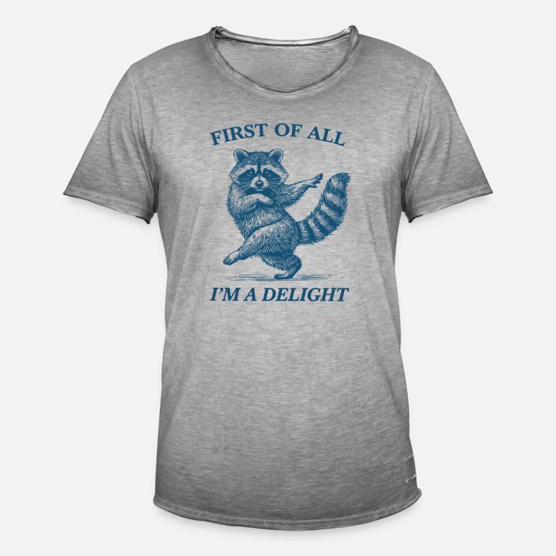Zunächst einmal bin ich ein Delight-Waschbär - Männer Vintage T-Shirt - Vintage Grau