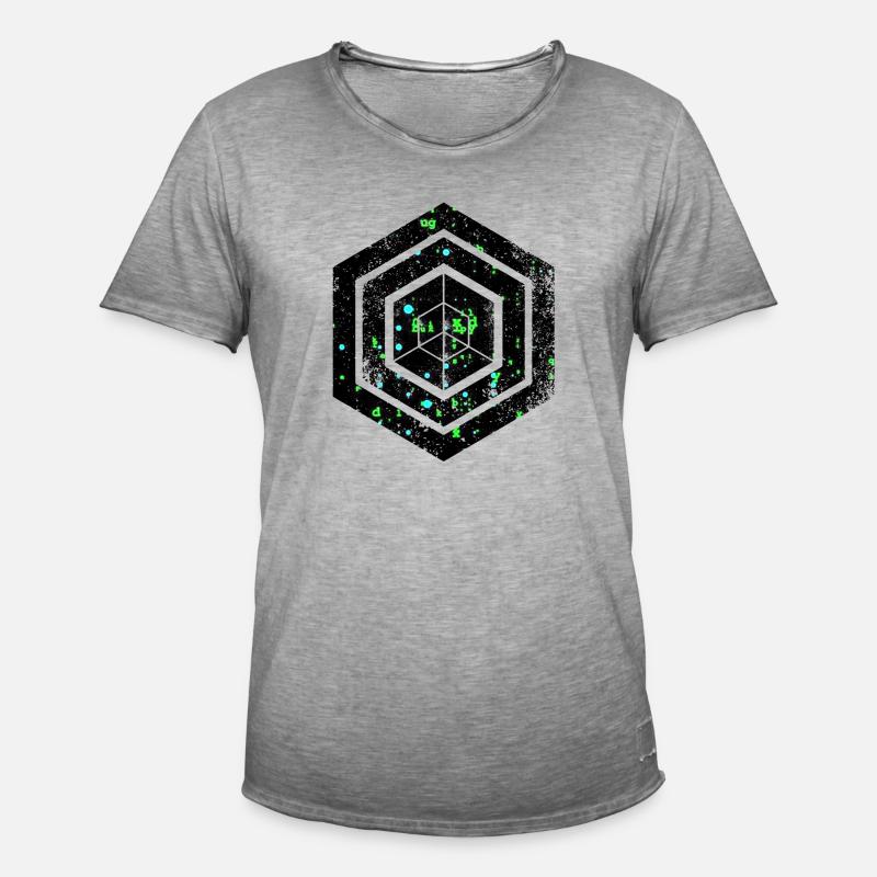 hexagon programming programmer coding geometric - Men's Vintage T-Shirt - vintage grey