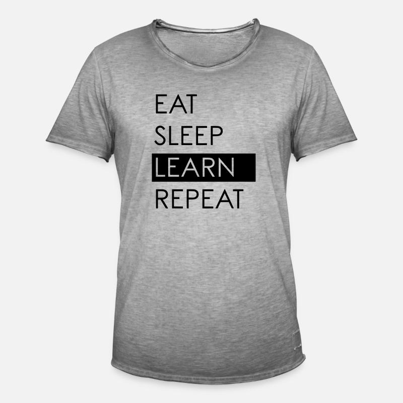 EAT SLEEP LEARN REPEAT - Studentenleben - Männer Vintage T-Shirt - Vintage Grau