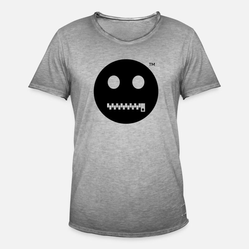 Smiley Shut up - Sei Still - Männer Vintage T-Shirt - Vintage Grau