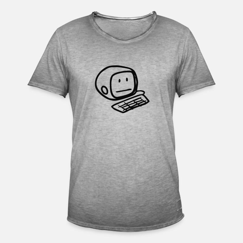 Computersmiley (Schwarz) - Männer Vintage T-Shirt - Vintage Grau