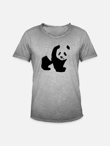 panda - Men's Vintage T-Shirt - vintage grey