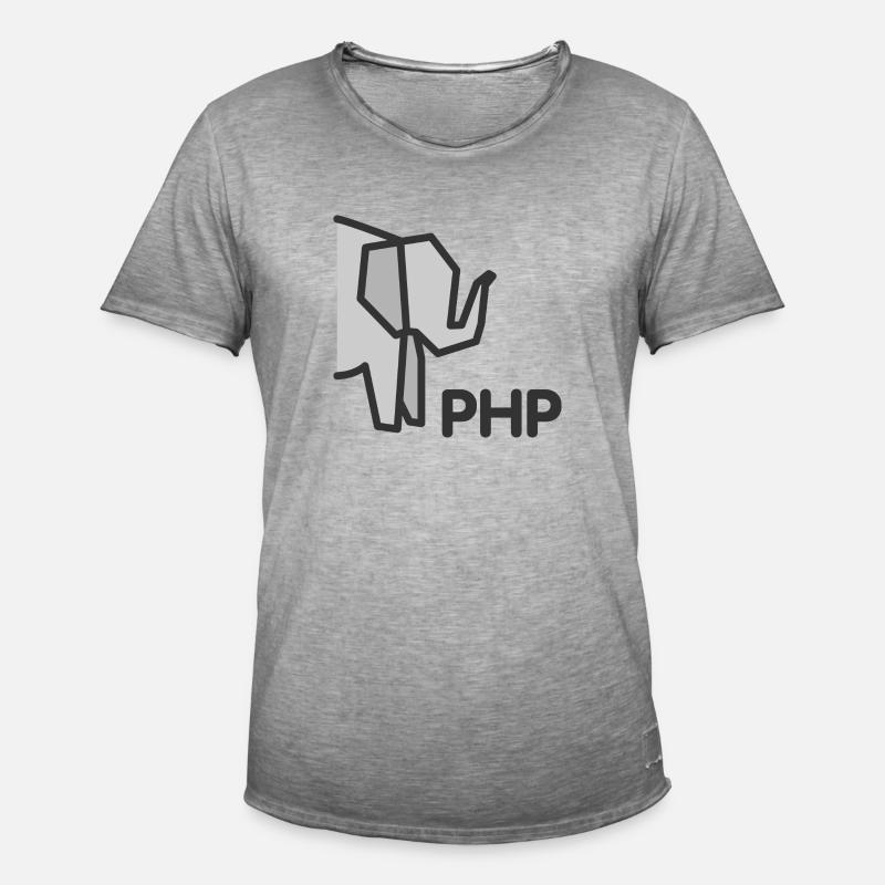 PHP Elefant - Männer Vintage T-Shirt - Vintage Grau