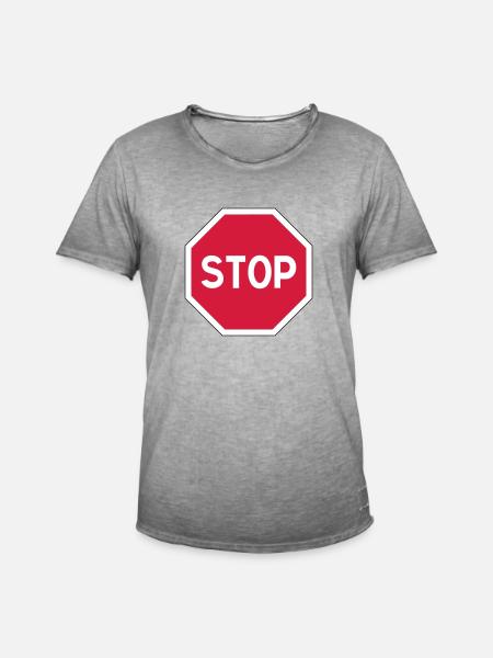 stop sign - Men's Vintage T-Shirt - vintage grey