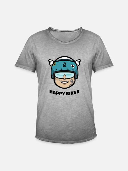 Glücklicher Biker - glücklicher Biker - Männer Vintage T-Shirt - Vintage Grau