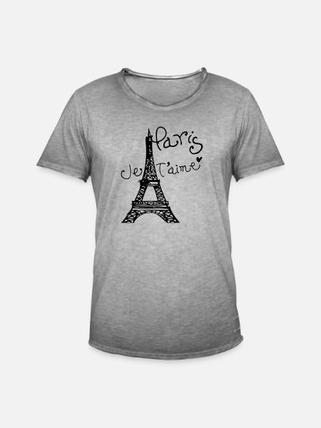 Paris Je T'aime Eiffel tower - Men's Vintage T-Shirt - vintage grey