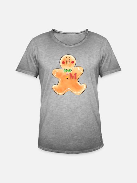 Lebkuchenmann "M" - Männer Vintage T-Shirt - Vintage Grau