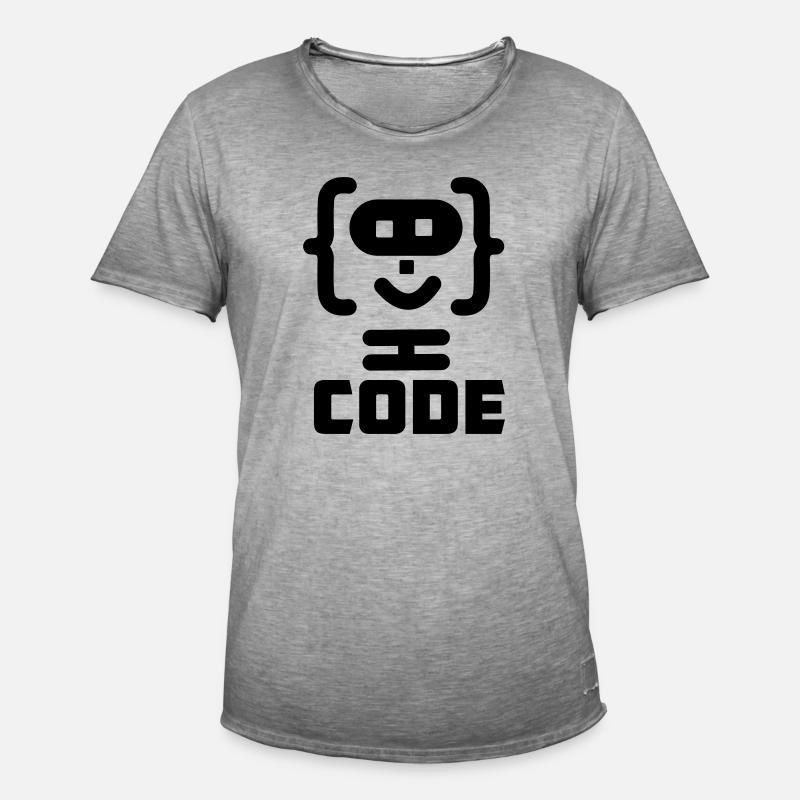 Hacker-Programmierer-Code-Logo mit Text CODE - Männer Vintage T-Shirt - Vintage Grau