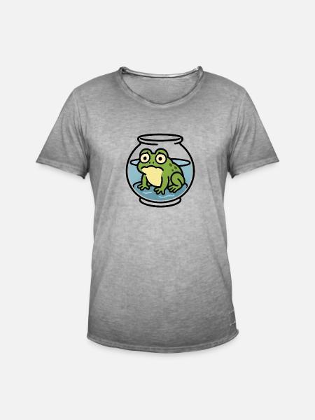 Frog in a Bowl - Men's Vintage T-Shirt - vintage grey