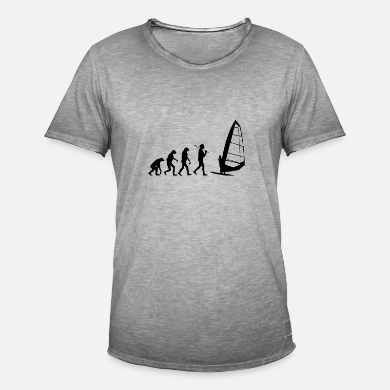 Windsurfing Evolution Windsurfer Wind Water - Men's Vintage T-Shirt - vintage grey