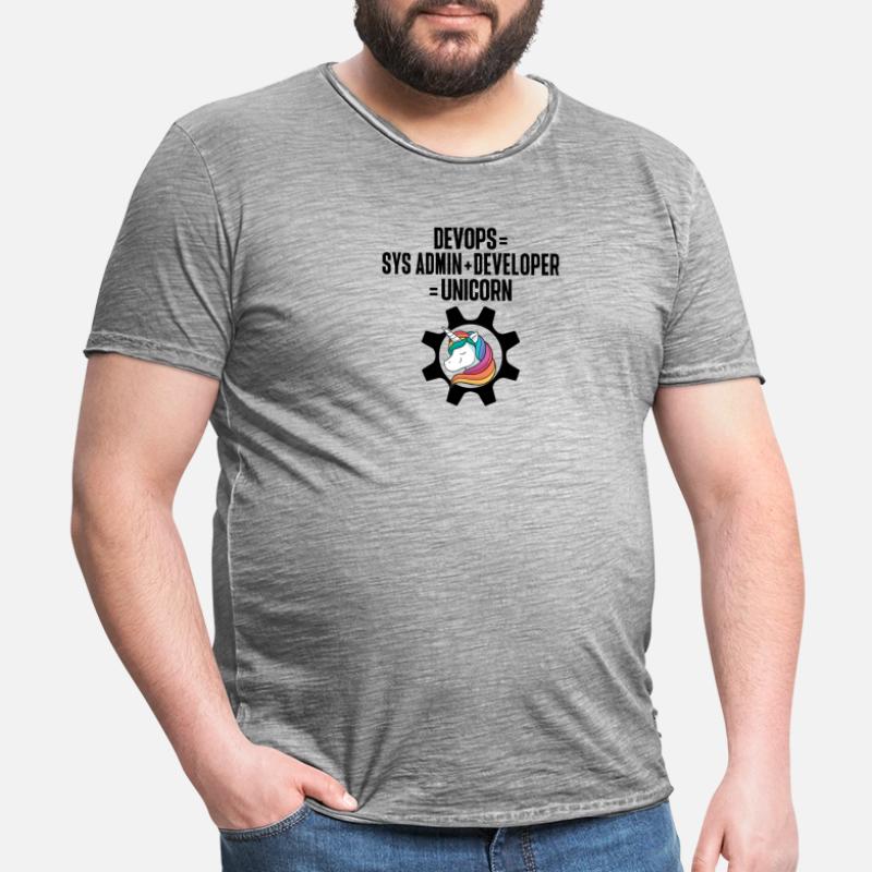 Sys-Admin Developer Devops Engineer Unicorn Men's Vintage T-Shirt