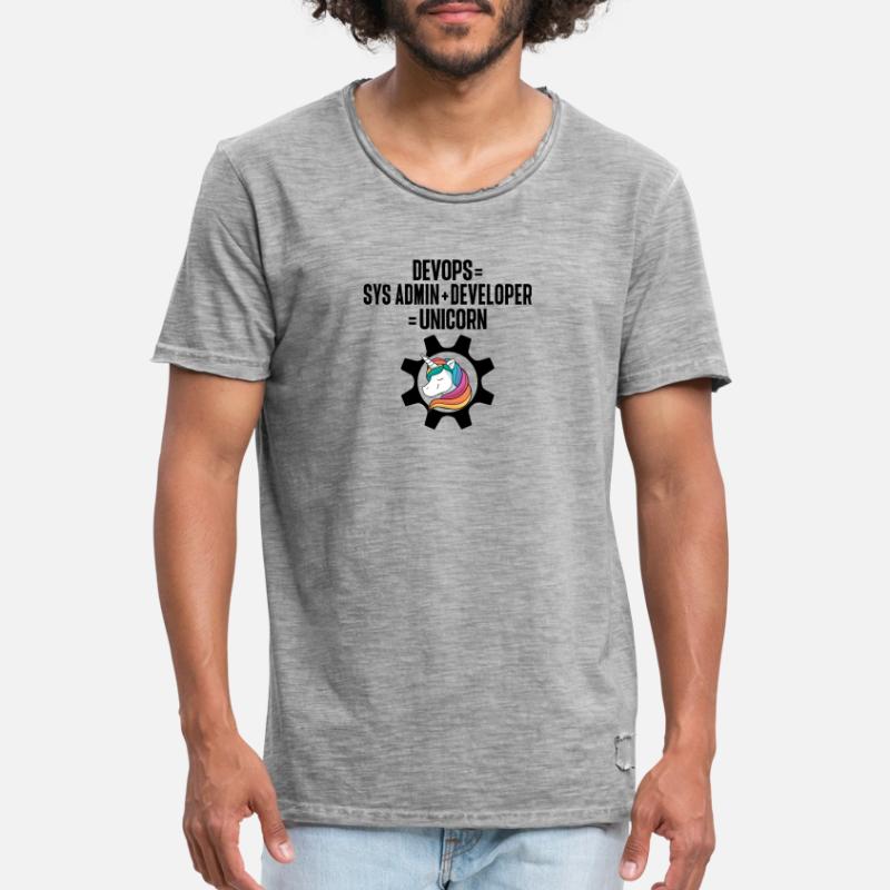 Sys-Admin Developer Devops Engineer Unicorn Men's Vintage T-Shirt