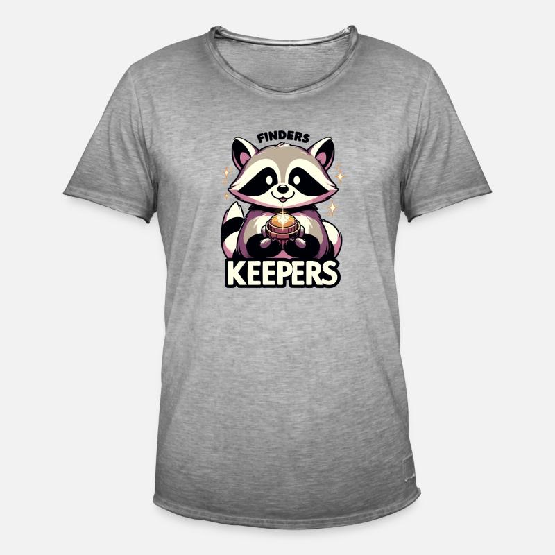 Frecher Waschbär mit glänzendem Objekt - Männer Vintage T-Shirt - Vintage Grau
