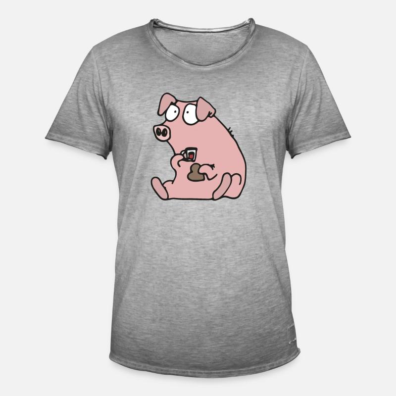 Julgris äter pepparkaka - Männer Vintage T-Shirt - Vintage Grau