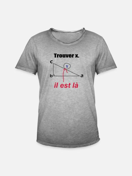 x est ici - T-shirt vintage Homme - vintage gris