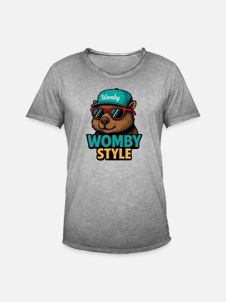 Womby Style Beaver with Sunglasses - Men's Vintage T-Shirt - vintage grey