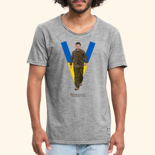 Zelensky T-Shirt Design V Victory - Männer Vintage T-Shirt